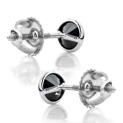14K White Gold Round Black Diamond Stud Earrings Bezel 0.75ct 11 14K White Gold Round Black Diamond Stud Earrings Bezel 0.75ct -Fashion Accessories Shop 14k gold round black diamond stud earrings bezel 075ct p 6223 backwh