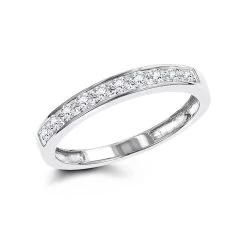 Thin 14K White Gold Round Cut Women's Diamond Wedding Band Ring 0.36ct