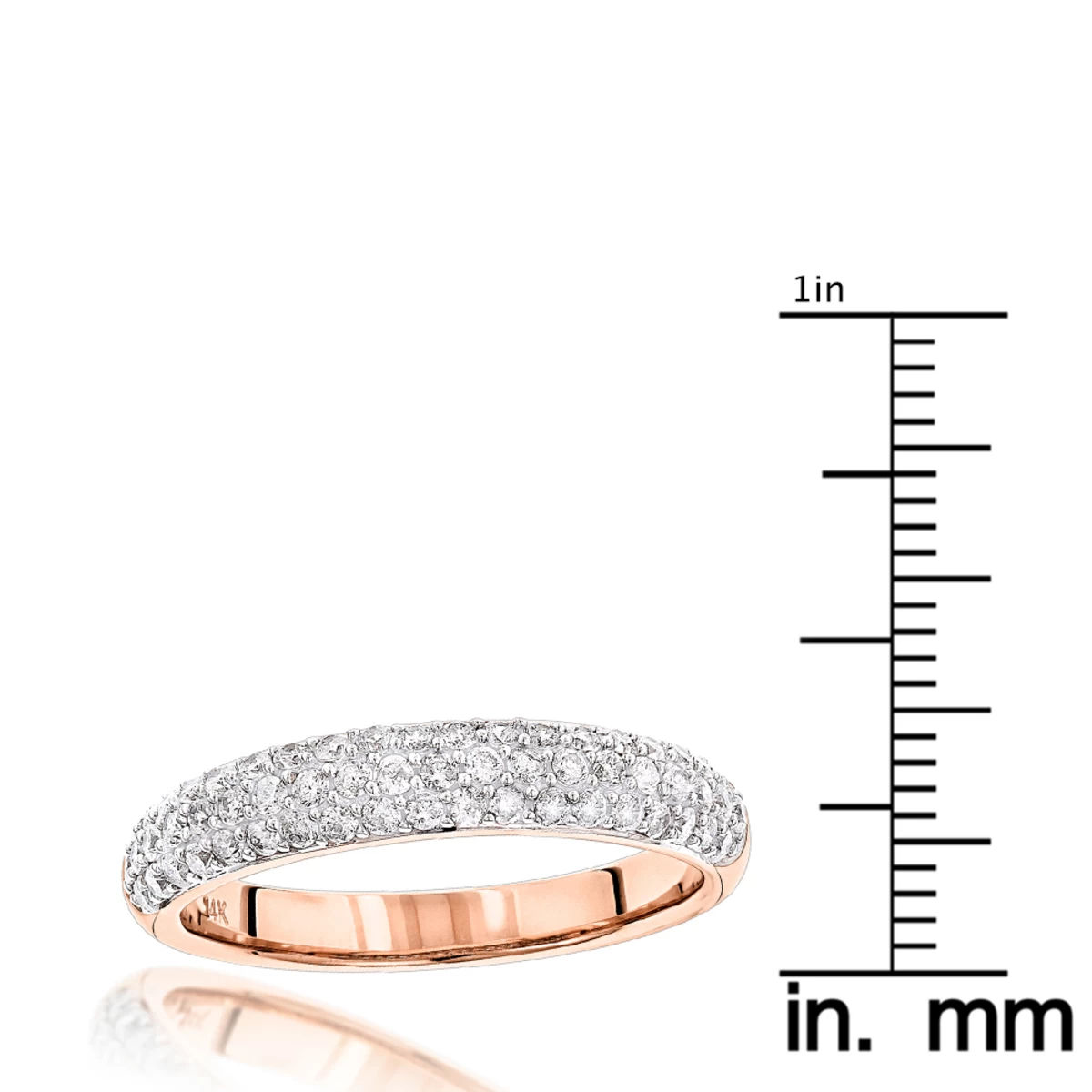 Thin 14K Rose Gold Round Cut Pave Diamond Band 0.75 Carat 8 Thin 14K Rose Gold Round Cut Pave Diamond Band 0.75 Carat - Image 6