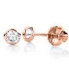 14K Rose Gold Round Diamond Bezel Stud Earrings 0.30ct