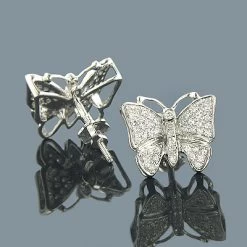 14K White Gold Round Diamond Butterfly Earrings For Women 0.50ct
