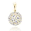14K Yellow Gold Round Diamond Cluster Pendant For Women 0.88ct -Fashion Accessories Shop 14k gold round diamond cluster pendant for women 088ct mainye