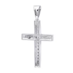 14K White Gold Round Diamond Cross Necklace 1.36ct -Fashion Accessories Shop 14k gold round diamond cross necklace 136ct p 26526 backwh