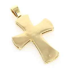 14K Yellow Gold Round Diamond Cross Pendant 1.2ct -Fashion Accessories Shop 14k gold round diamond cross necklace 141ct p 26530 backye