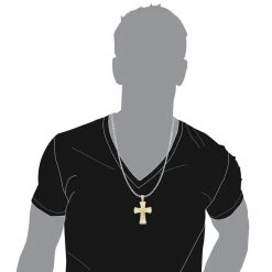 14K Yellow Gold Round Diamond Cross Pendant 1.2ct -Fashion Accessories Shop 14k gold round diamond cross necklace 141ct p 26530 bodye