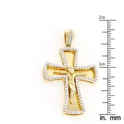 14K Yellow Gold Round Diamond Cross Pendant 1.2ct -Fashion Accessories Shop 14k gold round diamond cross necklace 141ct p 26530 rulerye