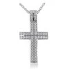 14K White Gold Round Diamond Cross Necklace 2.70ct