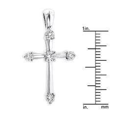 14K White Gold Round Diamond Cross Pendant 0.33ct 17mm 5 Stones -Fashion Accessories Shop 14k gold round diamond cross pendant 030ct p 26552 rulerwh