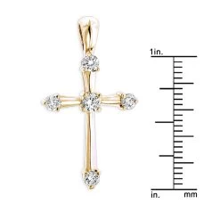 14K White Gold Round Diamond Cross Pendant 0.33ct 17mm 5 Stones -Fashion Accessories Shop 14k gold round diamond cross pendant 030ct p 26552 rulerye