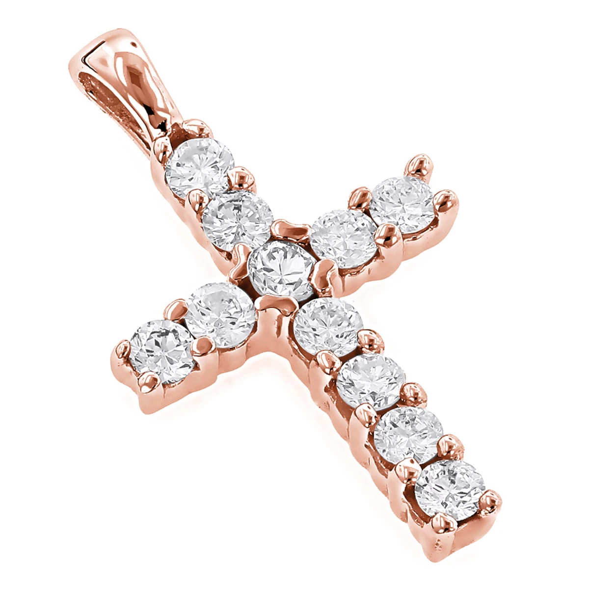 14K White Gold Round Diamond Cross Pendant 0.33ct 10mm 5 14K White Gold Round Diamond Cross Pendant 0.33ct 10mm - Image 3