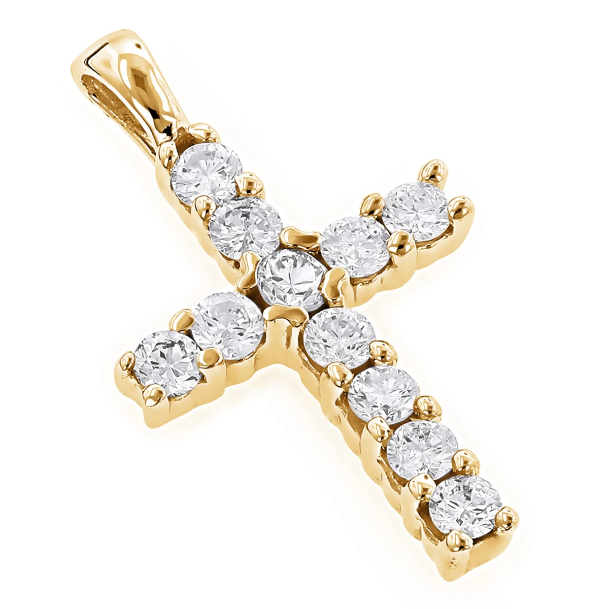 14K White Gold Round Diamond Cross Pendant 0.33ct 10mm 4 14K White Gold Round Diamond Cross Pendant 0.33ct 10mm - Image 2