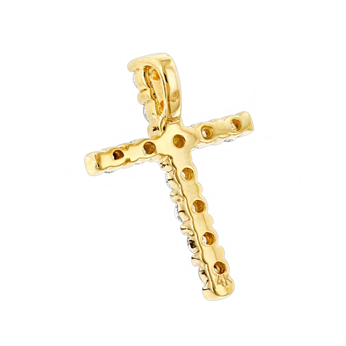 14K Yellow Gold Round Diamond Cross Pendant 0.33ct 14mm 6 14K Yellow Gold Round Diamond Cross Pendant 0.33ct 14mm - Image 4