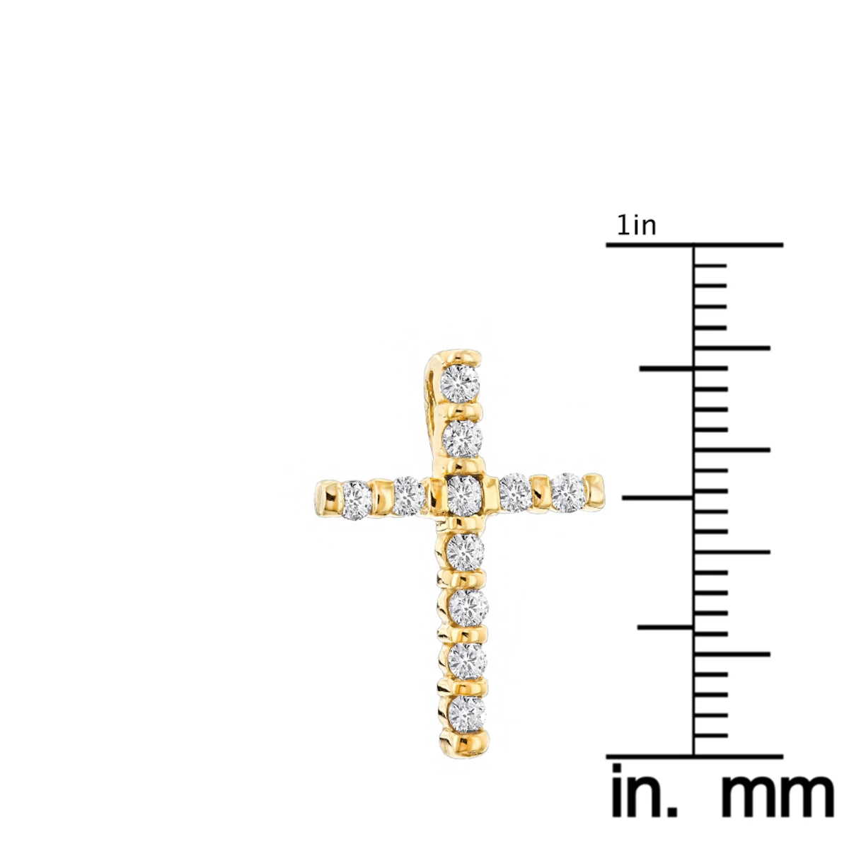 14K Yellow Gold Round Diamond Cross Pendant 0.33ct 14mm 7 14K Yellow Gold Round Diamond Cross Pendant 0.33ct 14mm - Image 5
