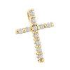 14K Yellow Gold Round Diamond Cross Pendant 0.33ct 14mm