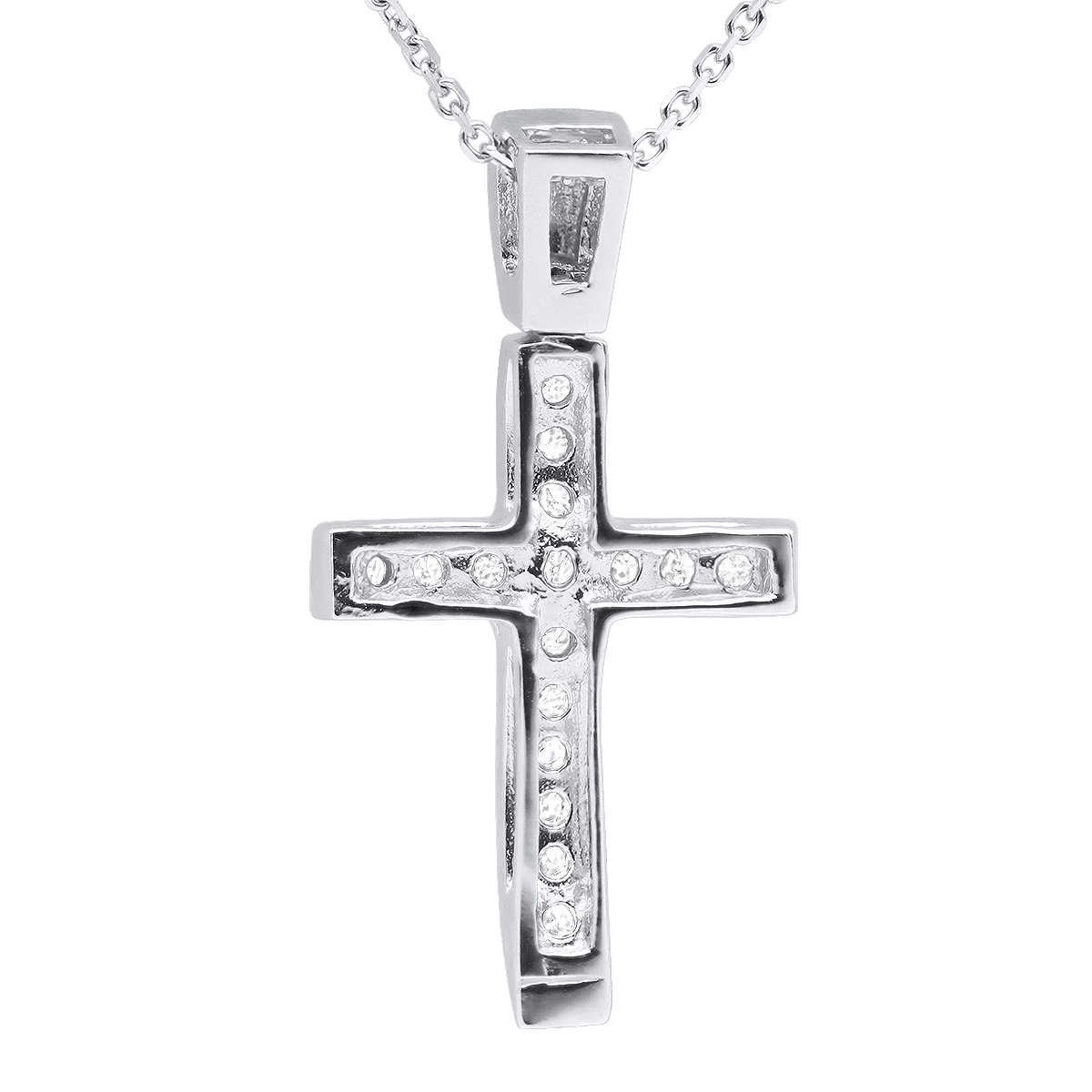 14K White Gold Round Diamond Cross Pendant 0.48ct 6 14K White Gold Round Diamond Cross Pendant 0.48ct - Image 4