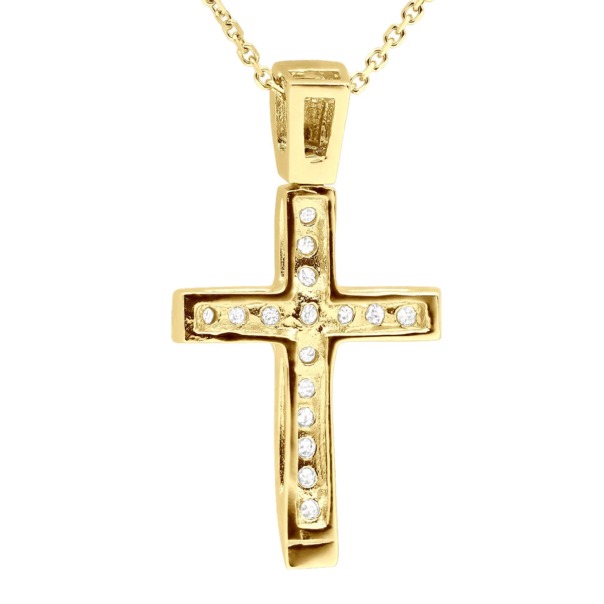 14K White Gold Round Diamond Cross Pendant 0.48ct 7 14K White Gold Round Diamond Cross Pendant 0.48ct - Image 5