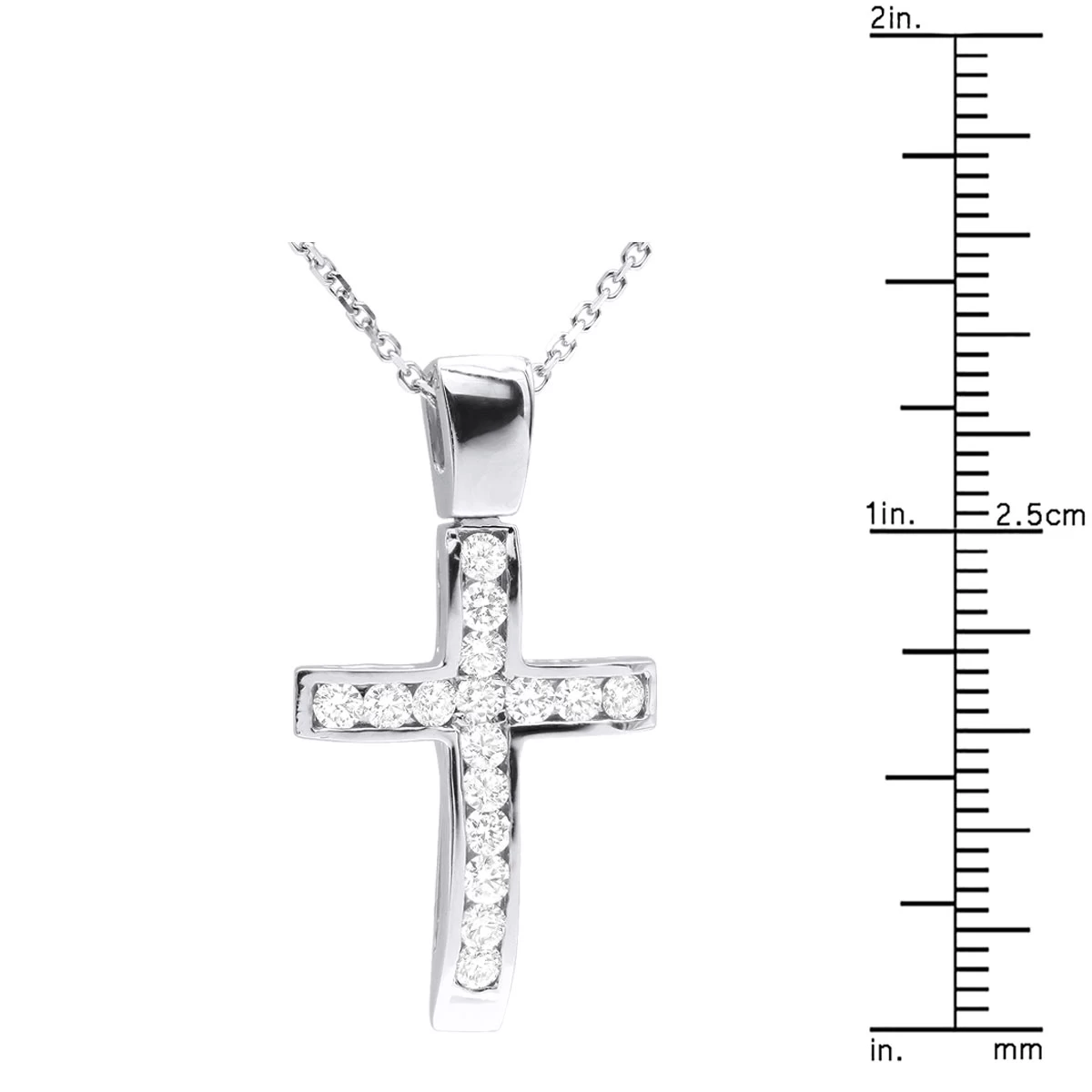 14K White Gold Round Diamond Cross Pendant 0.48ct 10 14K White Gold Round Diamond Cross Pendant 0.48ct - Image 8