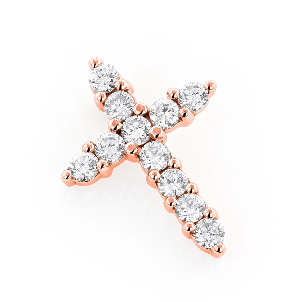 Small 14K White Gold Round Diamond Cross Pendant For Women 1 Carat 5 Small 14K White Gold Round Diamond Cross Pendant For Women 1 Carat - Image 3