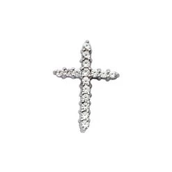 14K White Gold Round Diamond Cross Pendant 1.32ct Hidden Bale