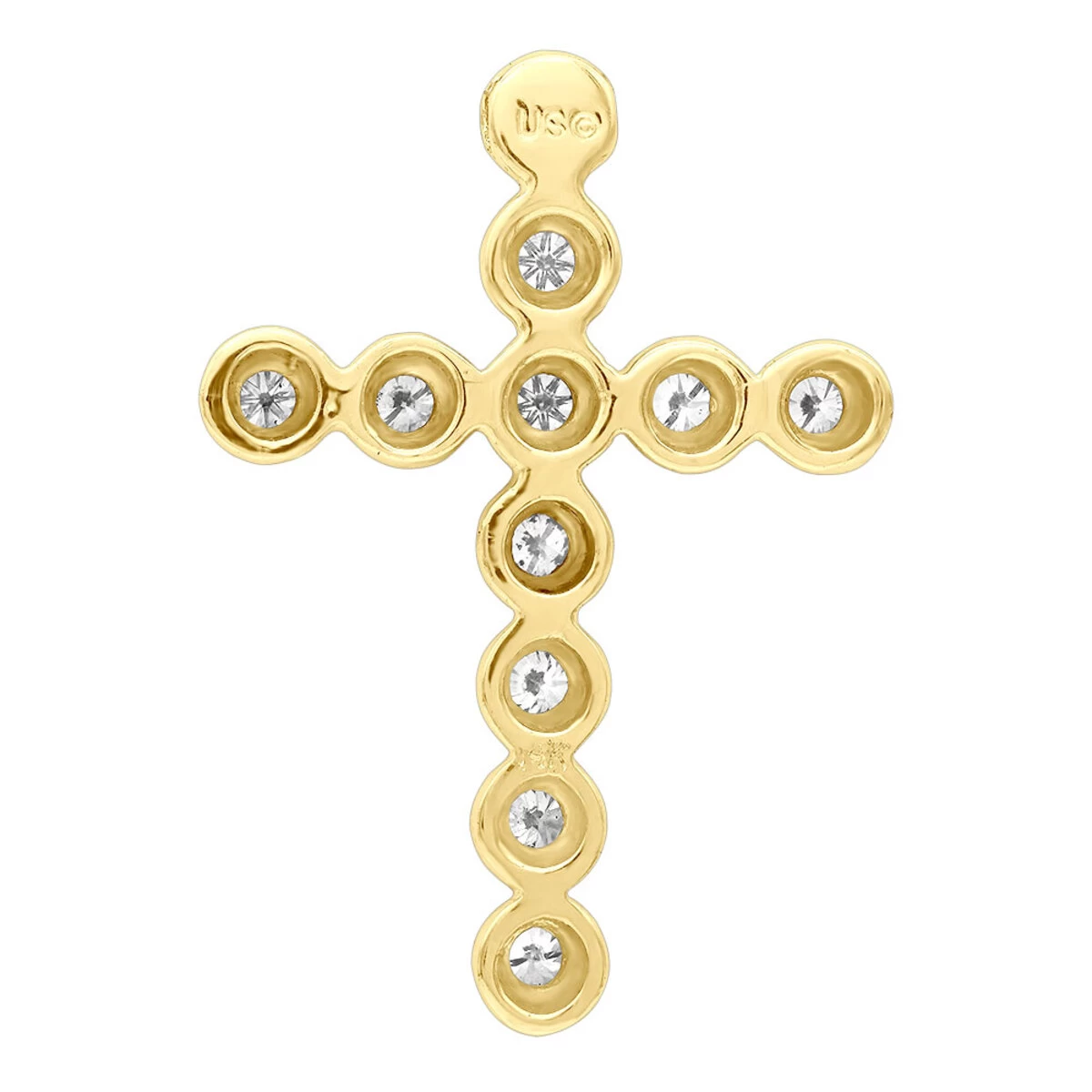 14K Yellow Gold Round Diamond Cross Pendant 1.32ct 24mm 7 14K Yellow Gold Round Diamond Cross Pendant 1.32ct 24mm - Image 5