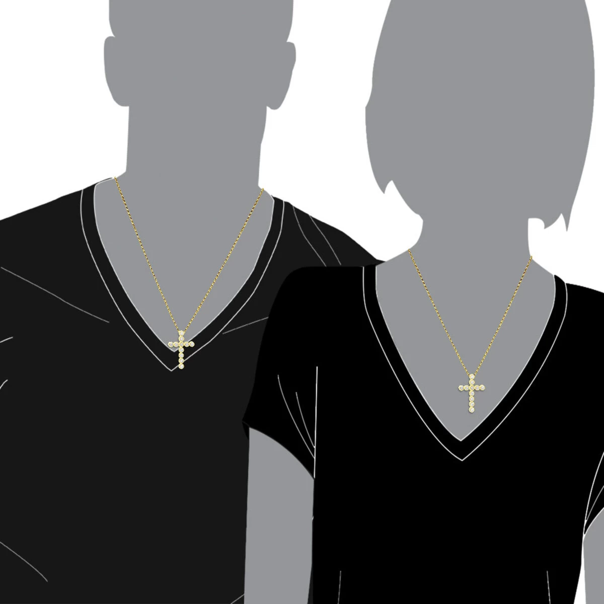 14K Yellow Gold Round Diamond Cross Pendant 1.32ct 24mm 9 14K Yellow Gold Round Diamond Cross Pendant 1.32ct 24mm - Image 7