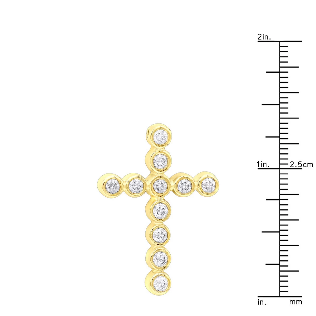 14K Yellow Gold Round Diamond Cross Pendant 1.32ct 24mm 10 14K Yellow Gold Round Diamond Cross Pendant 1.32ct 24mm - Image 8
