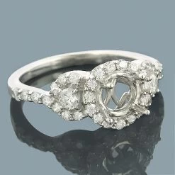 Halo 14K White Gold Round Diamond Engagement Ring Setting 0.75ct