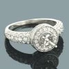 Halo 14K White Gold Round Diamond Engagement Ring Setting 1.00ct