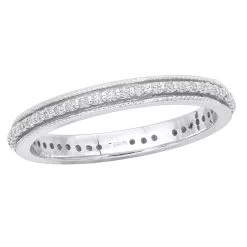 Thin 14K White Gold Round Diamond Eternity Band 0.38ct