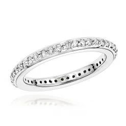 Thin 14K White Gold Round Diamond Eternity Band 0.46ct
