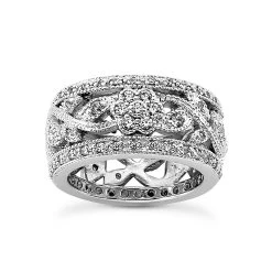 14K White Gold Round Diamond Eternity Band 0.67ct