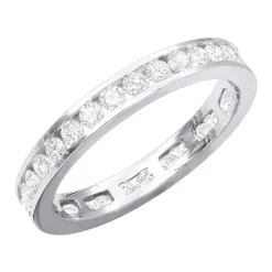 14K White Gold Round Diamond Eternity Band 1.20ct 4mm