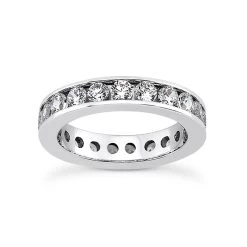 Thin 14K White Gold Round Diamond Eternity Band 1.25ct