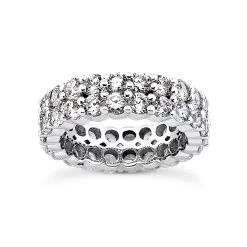 14K White Gold Round Diamond Eternity Band 4.40ct