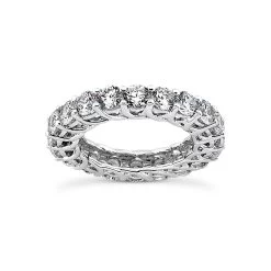 14K White Gold Round Diamond Eternity Band 4ct 4.4mm