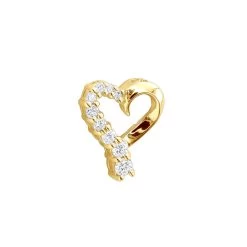 14K Yellow Gold Round Diamond Floating Heart Pendant 0.25ct