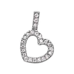 14K White Gold Round Diamond Floating Heart Pendant 0.58ct