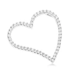 14K White Gold 1 Carat Round Diamond Floating Heart Pendant By Luxurman