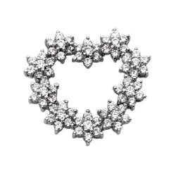 14K White Gold Round Diamond Floral Heart Pendant 2.80ct