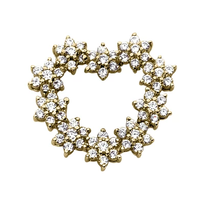 14K White Gold Round Diamond Floral Heart Pendant 2.80ct 4 14K White Gold Round Diamond Floral Heart Pendant 2.80ct - Image 2