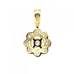 14K Yellow Gold Round Diamond Flower Pendant For Women 9 Stones 0.34ct -Fashion Accessories Shop 14k gold round diamond flower pendant 034ct p 27284 backye
