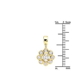 14K Yellow Gold Round Diamond Flower Pendant For Women 9 Stones 0.34ct -Fashion Accessories Shop 14k gold round diamond flower pendant 034ct p 27284 rulerye
