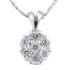 14K White Gold Round Diamond Flower Pendant 0.70ct 10mm