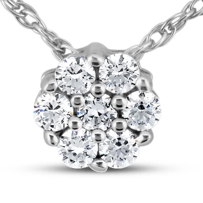14K White Gold Round Diamond Flower Pendant 1.05ct 3 14K White Gold Round Diamond Flower Pendant 1.05ct