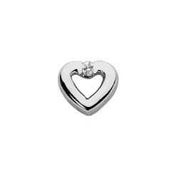 14K White Gold Round Diamond Heart Necklace 0.07ct