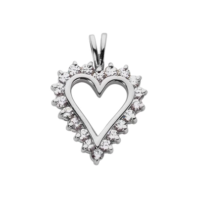 14K White Gold Round Diamond Heart Necklace 0.70ct 3 14K White Gold Round Diamond Heart Necklace 0.70ct