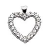 14K White Gold Round Diamond Heart Necklace 2.40ct