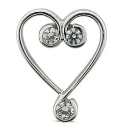 14K White Gold Round Diamond Heart Pendant 0.06ct