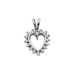 14K White Gold Diamond Heart V-Bale Pendant 0.24ct