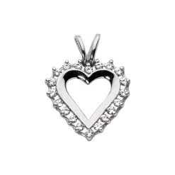 14K White Gold Round Diamond Heart Pendant 0.30ct